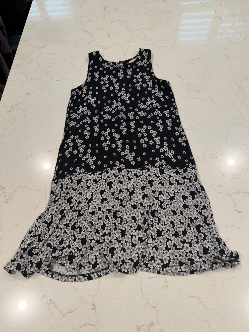 LOFT Women’s  Black Floral Tiered Sleeveless Dress Size Small